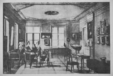 Ein Zimmer in der Wohnung der Familie Chopin in der Krakowskie Przedmieście Straße